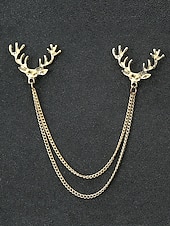 Недорогие Мужские галстуки и бабочки-Мужские рождественские булавки для воротника из сплава – элегантные дизайны в виде оленей с золотыми цепочками, идеально подходят для праздничных вечеринок, торжеств и зимних праздников