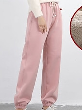 cheap Jogger Pants-Women's Sweatpants Joggers Fleece Pants Trousers Vacation Fashion Streetwear Full Length High Waist Plain Drawstring Pocket Elastic Waist Warm Soft Comfortable Micro-elastic Outdoor Street Holiday