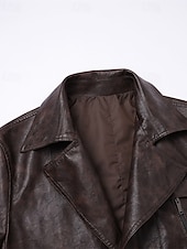 preiswerte Kunstlederjacke-Herren Kunstlederjacke Bikerjacke Motorradjacke Urlaub Täglich Winddicht Warm Tasche Frühling Herbst Einfach Mode Klassisch Revers Regulär Schwarz Kaffee Jacken
