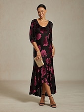 Damska welurowa sukienka maxi sukienka dopasowana sukienka trumpeta syrenka sukienka w literę A elegancka formalna impreza koktajlowa gość weselny wieczorna impreza regularny krój kwiatowy bez tanie Sukienki na przyjęcia-Damska welurowa sukienka maxi sukienka dopasowana sukienka trumpeta syrenka sukienka w literę A elegancka formalna impreza koktajlowa gość weselny wieczorna impreza regularny krój kwiatowy bez