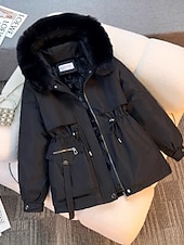 Χαμηλού Κόστους Χειμερινά Παλτά-Γυναικεία Χειμερινό παλτό Αδιάβροχη Αντιανεμικό Τσέπη Γούνινος γιακάς Καθημερινά Causal Κανονικό Με Κουκούλα Κανονικό Μακρυμάνικο Εξωτερικά ενδύματα Μαύρο Καφέ Χακί Φθινόπωρο Χειμώνας