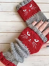 Недорогие Перчатки-Жен. 1 пара Без пальцев / Вязаные перчатки Уличный стиль / На открытом воздухе Перчатки - С принтом С принтом