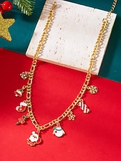 billige Halskjede for kvinner-Julekjede med sjarm til dame, flere stiler med sjarm til julenissen, snømannen og juletreet, perfekt til høytidsfester og festlige gaver.