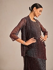  Dam Axelryckningar Plisserad Volang Glitter Elegant party Stylish Skorstenskrage Vanliga toppar Kvällsfest Bröllopsgäst Vin Sommar Vår Höst