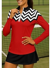 economico Camicia Donna-Per donna Geometrico Maglietta Maglietta sportiva Polo da golf Maglia da tennis Manica Lunga Cerniera Floreale UPF50+ Resistente ai Raggi UV Alta elasticità Traspirante Tennis Golf Pickleball Collo