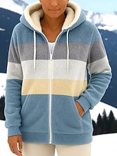 Damskie Kurtka polarowa Kurtka Sherpa Kurtka z kapturem Wygodny Oddychający Zamek Kieszeń Codzienny Pasek Urlop Ulica Codzienny Dzienne zużycie Zamek błyskawiczny Regularny Kaptur Regularny Długi tanie Kurtki z podszewką z polaru-Damskie Kurtka polarowa Kurtka Sherpa Kurtka z kapturem Wygodny Oddychający Zamek Kieszeń Codzienny Pasek Urlop Ulica Codzienny Dzienne zużycie Zamek błyskawiczny Regularny Kaptur Regularny Długi