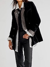 economico Blazer e Completi-Per donna Blazer Blazer di velluto Confortevole Tasca Bottoni Moda Semplice Feste Festa / Sera Uscire Regolare Collo ripiegato Vestibilità regolare Manica Lunga Capispalla Nero Vino Verde scuro
