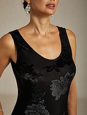  Γυναικεία Μακρύ φόρεμα Φόρεμα σε ευθεία γραμμή Φόρεμα τρομπέτα γοργόνα Φόρεμα σε γραμμή Α Κομψό Επίσημο κοκτέιλ Βραδινό Πάρτυ Πάρτι Επισκέπτης γάμου Κανονικό Φλοράλ Αμάνικο Στρογγυλή Ψηλή Λαιμόκοψη