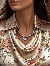 baratos Blusas Florais-Mulheres Camisa Social Elegant Top de cetim Blusas de Seda Imprimir Com Pregas Floral Elegante à moda Casual Manga Longa Gola Boba Tops regulares Diário Trabalho Feriado Champanhe Verde Primavera