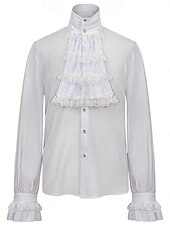 billige Antrekk-Sett retro vintage viktoriansk middelaldersk skjorte trench coat vampyr adelsmann jacquard fancy dress Menns Ebenezer Scrooge nisse Halloween karneval forestilling Ren Faire fest voksnes frakk