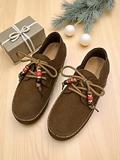 preiswerte Damenschnürschuhe-Rote Mokassin-Loafer für Damen mit Perlenschnürsenkeln – gemütliche Urlaubs-Slipper für Damen – ideal für Weihnachten, Winterkomfort und entspannte Tage