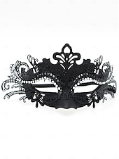 preiswerte Maskerade-Zubehör-Grüne Maskenmaske für Damen mit schwarzer Spitze und Strass-Details für Weihnachtsfeier, Ball &amp;Karneval