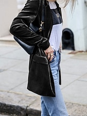 preiswerte Blazer &amp; Anzüge-Damen Blazer Samtblazer Bequem Tasche Mode Einfach Party Party / Abend Regulär Umlegekragen Normale Passform Langarm Oberbekleidung Blau Schwarz Wein Herbst Winter