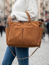 billiga Hand- och toteväskor-Dammanchesterväska med flera fickor, avslappnad vintage-axelväska, axelväska med stor kapacitet för dagligt bruk, arbete, resor och shopping