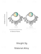 abordables Pendiente de mujer-Pendientes bohemios de ópalo para mujer con diseño de loto vintage: joyería étnica para uso informal, festivo y de fiesta.