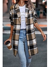 ieftine 3D palto-Pentru femei Palton de iarnă Jachete Iarnă Comfortabil Respirabil Buzunar Imprimeu Casual Plisat Vacanță Stradă Casual Purtare Zilnică Cu Un Nasture Lung Răsfrânt Fit regulat Manșon Lung Îmbrăcăminte