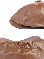 olcso Női kalapok-férfi karácsonyi műbőr sapka – stílusos piros, barna, fekete és szürke lapos sapka – meleg téli sapka férfiaknak – divatos ünnepi kiegészítő karácsonyi ünnepségekre