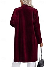 billiga Blazers och kostymer-Dam Kavaj Kappa Håller värmen Bekväm Ficka Knappar Elegant Mode Slät Fest Födelsedag Fest / afton Ledigt Lång Nedvikt Normal Långärmad Ytterkläder Svart Vin Blå Höst Vinter