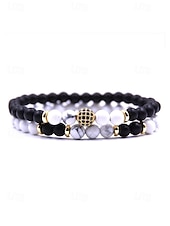 cheap Men's Jewelry-Men's Christmas Gift Natural Stone Beaded Bracelet Set, Multi-Color, Unique Matte &amp; Polished Stones, Stylish Accessory for Holiday Parties, Casual Wear and Festive Occasions