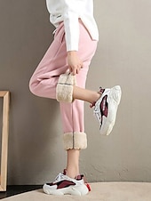 cheap Jogger Pants-Women's Sweatpants Joggers Fleece Pants Trousers Vacation Fashion Streetwear Full Length High Waist Plain Drawstring Pocket Elastic Waist Warm Soft Comfortable Micro-elastic Outdoor Street Holiday
