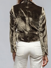 economico Blazer e Completi-Per donna Blazer Blazer di velluto Confortevole Tasca Moda Semplice Feste Festa / Sera Casuale Corto Regolare Collo ripiegato Vestibilità regolare Manica Lunga Capispalla blu navy Nero Vino Primavera