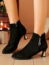 Botines de ante rojo para mujer con cremallera y tacón metálico: elegantes y con estilo, perfectos para Navidad, fiestas y uso diario. abordables Zapatos de Navidad para Mujeres-Botines de ante rojo para mujer con cremallera y tacón metálico: elegantes y con estilo, perfectos para Navidad, fiestas y uso diario.