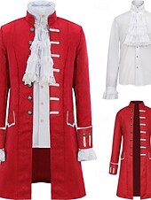 billige Antrekk-Sett retro vintage viktoriansk middelaldersk skjorte trench coat vampyr adelsmann jacquard fancy dress Menns Ebenezer Scrooge nisse Halloween karneval forestilling Ren Faire fest voksnes frakk