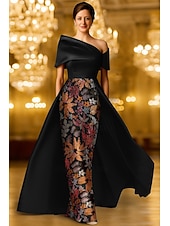 billige Ballkjoler Kveldsdrakter-A-linje Linjeform Gulvlengde Kveldskjoler Ballkjole med overskjørt Formell kjole Elegant Årgang Glitrende Kortermet Skjortekrage Formell Bryllup Sateng Blonder med Glimmer Paljett