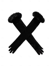 economico Guanti da donna-guanti natalizi da donna in velluto rosso con finiture in pelliccia sintetica, elegante accessorio natalizio per feste di Natale e riunioni festive