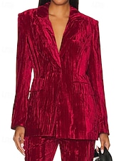 Dam Kavaj Sammetsblazers Håller värmen Bekväm Rynkad Ficka Knappar Elegant Retro Ensfärgat Formell Semester Gata Ledigt Normal Hakslag Normal Långärmad Ytterkläder Svart Vit Vin Höst Vinter billiga Damytterkläder-Dam Kavaj Sammetsblazers Håller värmen Bekväm Rynkad Ficka Knappar Elegant Retro Ensfärgat Formell Semester Gata Ledigt Normal Hakslag Normal Långärmad Ytterkläder Svart Vit Vin Höst Vinter