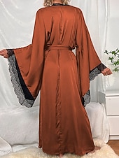 Χαμηλού Κόστους Γυναικεία Πιτζάμες Onesies-Γυναικεία Πυτζάμες Σαλόνια Νυχτικιά Ολόσωμες Φόρμες Ζεστό Μοντέρνα Σέξι Μονόχρωμες Σατέν Μεταξωτές Πιτζάμες Πιτζάμες Κορδόνι Δαντέλα Σπίτι Μακρυμάνικο Λαιμόκοψη V