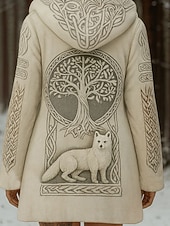 זול ויקינגים פסגות-בגדי ריקוד נשים קרדיגן יומי יום יומי פרחוני גראפי גיאומטרי מצולע עם קפוצ&#039;ון טלאים כיס כפתורים שרוול ארוך חולצות ארוכות לִסְרוֹג בָּחוּץ סוף שבוע בז&#039; סתיו חורף