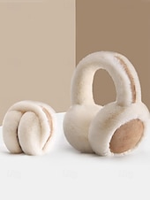 abordables Boucle d&amp;#39;oreille pour femme-Cache-oreilles de Noël en fausse fourrure pour femme, design pliable, bandeau multi-matières pour l'hiver, accessoire confortable et élégant pour le temps froid