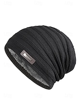 お買い得  クリスマスアクセサリー-クリスマス用のメンズニットビーニーハット、柔らかいアクリルとフェイクファー、冬のファッションに最適な複数の色