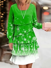 Christmas Naisten Midimekko A linjainen mekko Vapaa-aika Päivittäin Normaali Kuvitettu Lumihiutale Pitkähihainen Tiukka pyöreä kaula-aukko Rubiini Sininen Purppura Apila Syksy Talvi halpa Joulumekot-Christmas Naisten Midimekko A linjainen mekko Vapaa-aika Päivittäin Normaali Kuvitettu Lumihiutale Pitkähihainen Tiukka pyöreä kaula-aukko Rubiini Sininen Purppura Apila Syksy Talvi