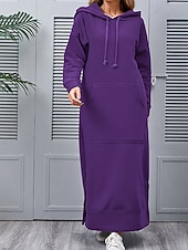 Χαμηλού Κόστους Φούτερ &amp; Φορέματα με κουκούλα-Γυναικεία Μίντι φόρεμα Φόρεμα με κουκούλα Μοντέρνα Καθημερινά Γραφείο Εξόδου Κανονικό Σκέτο Μακρυμάνικο Με Κουκούλα Μαύρο Κρασί Βυσσινί Πορτοκαλί Άνοιξη Φθινόπωρο Χειμώνας