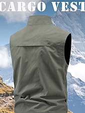 billige Herre fiskevest-Herre سترة Gilet Fiskevest utendørs Daglig Mote Fritid Vår Høst Lomme Trykt mønster Polyester Bekvem Fjell Glidelås Høy krage Normal Svart Rød Kakifarget Militærgrønn Vest