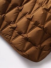 billiga Quiltade pufferjackor-Dam Dun Pufferjacka Quiltad jacka Håller värmen Bekväm Ficka Knappar Mode Ledigt Slät Gata Ledigt Dagliga kläder Utekväll Enkelknäppt Lång Hög krage Normal Långärmad Ytterkläder Svart Vit Brun Höst