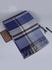 levne Pánské kravaty a motýlky-Pánská vánoční kostkovaná šála – stylová polyesterová šála s třásněmi – dostupná v několika barvách – teplý sváteční doplněk pro muže