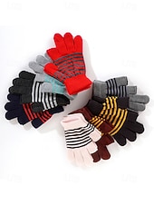 preiswerte Handschuhe für Damen-Unisex-Weihnachtsgeschenk-Touchscreen-Handschuhe, mehrfarbig, Polyestermaterial, Streifenmuster, warme Winterhandschuhe für Smartphones und Tablets, perfekt für die Weihnachtszeit