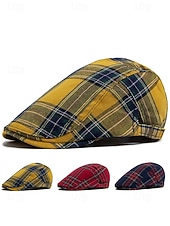 abordables Chapeaux pour femmes-Casquette plate en coton tartan pour homme, idéale pour Noël – plusieurs coloris disponibles, élégante et confortable, parfaite pour les tenues de fêtes.