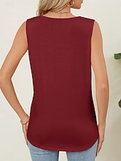 economico Serbatoio Semplice-Per donna Canotta Tinta unica Elegante Casual Senza Maniche Girocollo Top Regolari Quotidiano Blu Nero Bianco Rosa Vino Estate