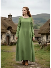 Χαμηλού Κόστους Φόρεμα-Ρετρό / Βίντατζ Μεσαίωνα Αναγέννησης Φορέματα Φανταστική φορεσιά Φόρεμα τουνίκ Βίκινγκ Ranger Φανταχτερή Φόρεμα Γυναικεία Κέλτικα Βίκινγκ Απόκριες Επίδοση LARP Ρεν Φερ Ενηλίκων Φόρεμα