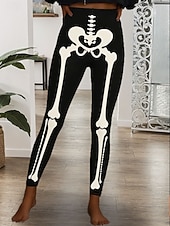 preiswerte -Frauen Leggings Urlaub Vintage Mode Voll Länge Hoch Taille Hosen Grafik Totenkopf Druck Thermisch Warm Weich Atmungsaktiv Hohe Elastizität Formal Outdoor Urlaub Weiß Rosa Blau Grün Frühling