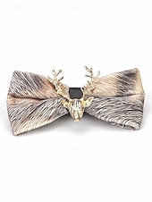 billige Juletilbehør-Herresløyfe i fløyel med gullfarget hjortehode, elegant justerbar halskjede i flere farger, perfekt til julefester, bryllup og formelle høytidsarrangementer