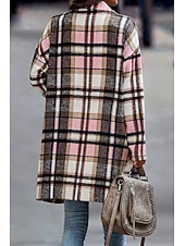 ieftine 3D palto-Pentru femei Palton de iarnă Jachete Iarnă Comfortabil Respirabil Buzunar Imprimeu Casual Plisat Vacanță Stradă Casual Purtare Zilnică Cu Un Nasture Lung Răsfrânt Fit regulat Manșon Lung Îmbrăcăminte