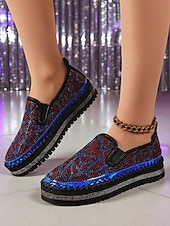 Χαμηλού Κόστους Γυναικεία Sneakers-Γυναικεία μοκασίνια πλατφόρμας με μαύρο χρυσό στρας, slip-on, λαμπερά, χοντρά παπούτσια για πάρτι, για νυχτερινή ζωή &amp;ρούχα κλαμπ