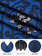 economico Abiti degli anni '20-Set Anni Ruggenti Anni 1920 Lunghezza al ginocchio Abito Flapper Abito da cocktail Costume di fantasia con accessori Maniche corte Il grande Gatsby Ragazza Flapper Paillettes Frangia con nappe Scollo