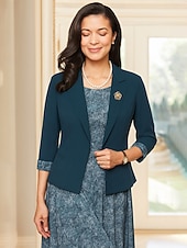 cheap Mom&#039;s Dress Sets-Two Piece A-Line Dress Sets Mother of the Bride Dress Formal Elegant Crew Neck Ankle Length Chiffon Polyester 3/4 Length Sleeve with Appliques