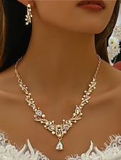 tanie Naszyjnik damski-damski komplet biżuterii z czerwonymi kryształkami, elegancki naszyjnik i kolczyki z kryształkami ze złotymi zdobieniami, idealny na imprezy i wesela &amp;wieczorne wydarzenia